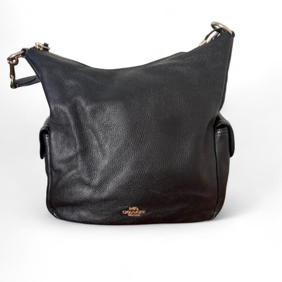 Coach Handbags - Coach Pennie Black Pebble Leather Bag Crossbody Purse Large Convertible